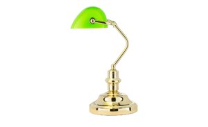 KHG Banker-Lampe Messing mit grünem Schirm - gold - Maße (cm): B: 27 H: 38 T: 27